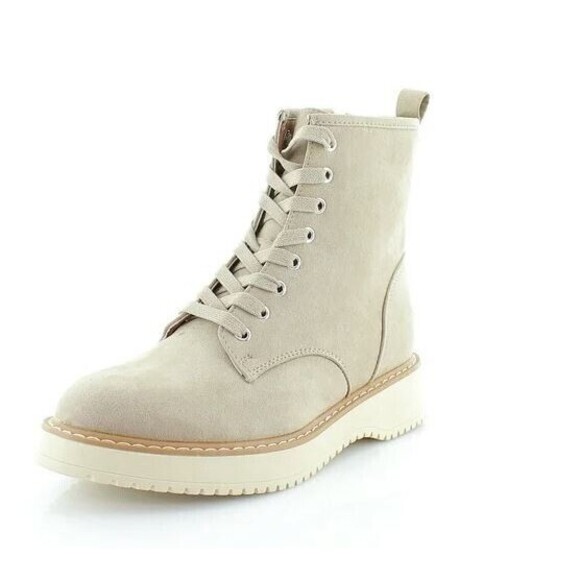 Madden Girl Kurrt Ankle Boots Sand Fab Canvas Lace Up Combat Shoes 6.5 - Picture 1 of 9